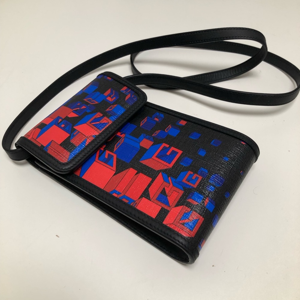 Gucci Flap Crossbody Bag Printed Coated Canvas Mini black, blue and orange/red